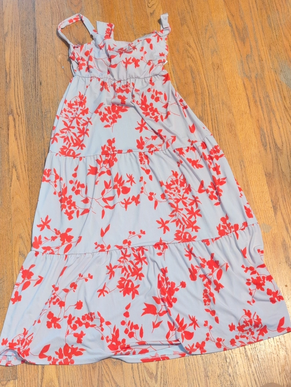 Gilli Light Blue Dress with Coral Red Floral Print